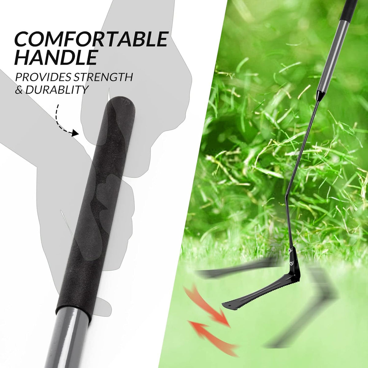 39in Serrated Steel Scythe, Grass Whip for Tall Grass & Weeds
