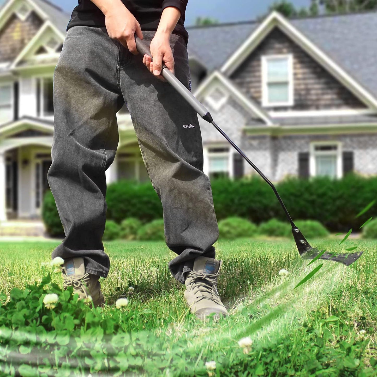 39in Serrated Steel Scythe, Grass Whip for Tall Grass & Weeds