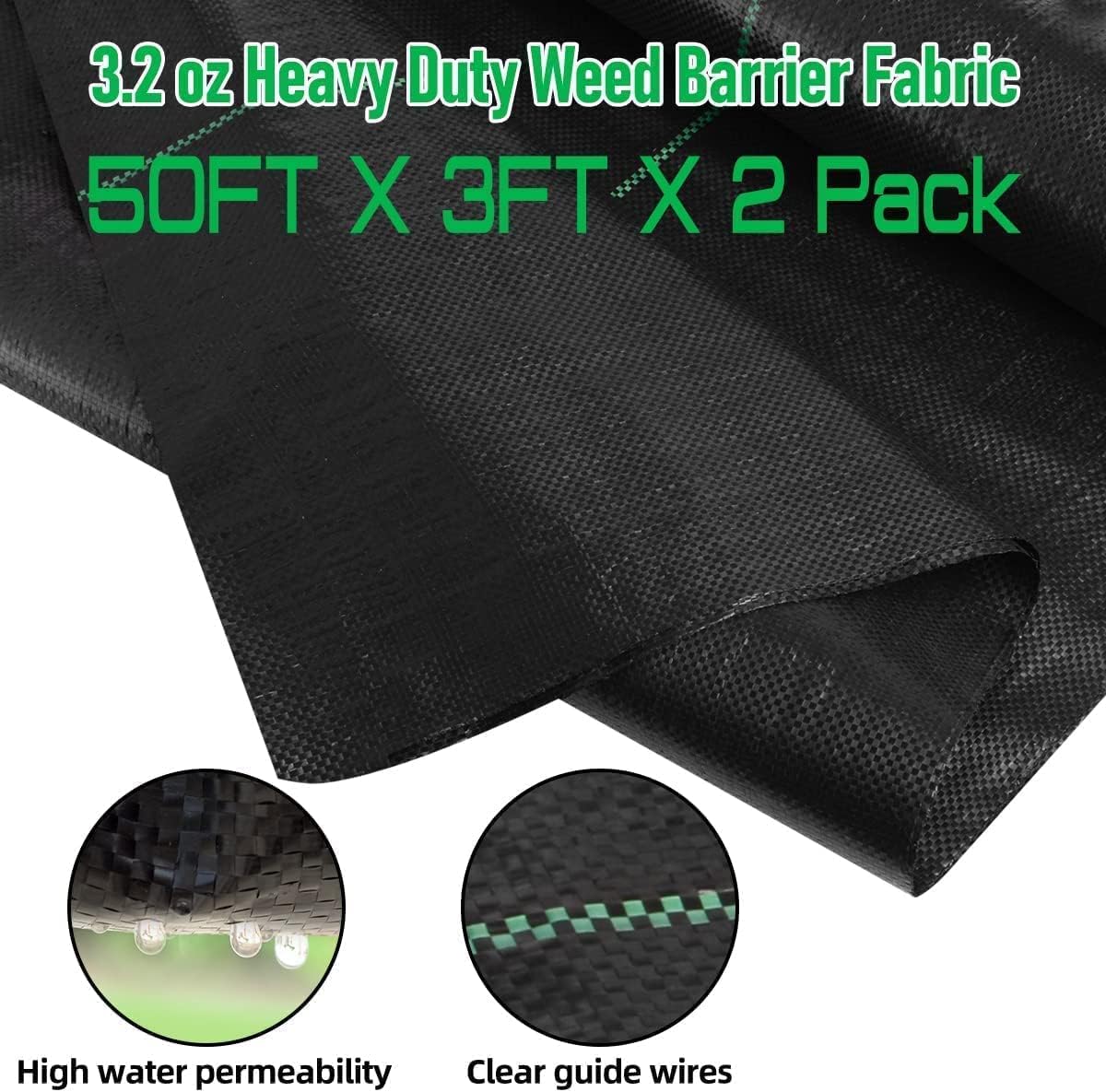 3FT x 50FT Weed Barrier Landscape Fabric Heavy Duty