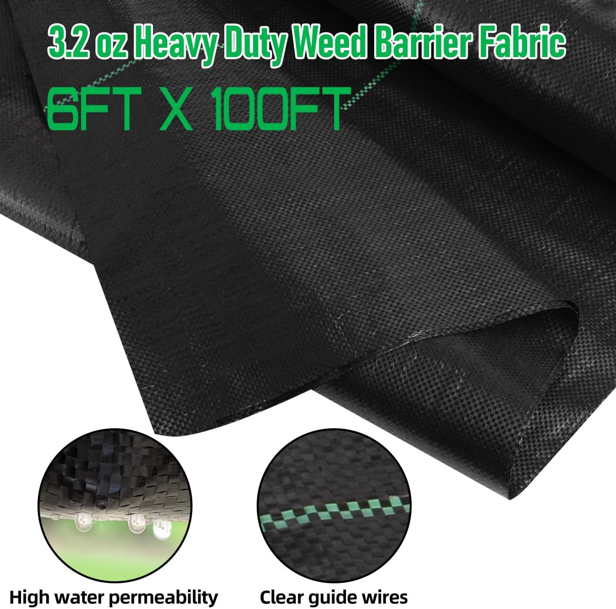 3FT x 50FT Weed Barrier Landscape Fabric Heavy Duty