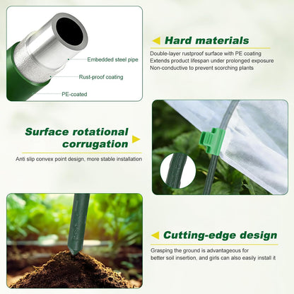 Garden Netting Kit, 10 X 50FT Garden Netting Pest Barrier with 10 Sets Garden Hoops and 20pcs Clips, Insect Netting Row Cover for Raised Beds Vegetable Fruits Flowers Protection