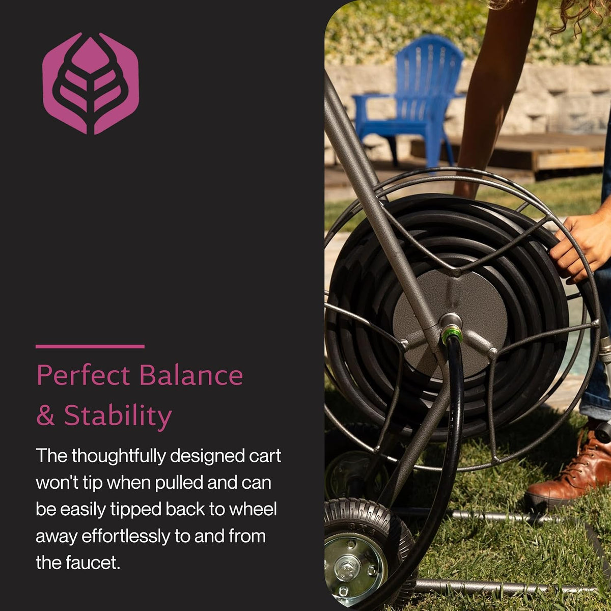 IHTC-1 Compact Garden Hose Truck, 100 ft - Backyard Hose Reel Cart for Convenient Storage - Lawn Care Essential - Tangle & Kink-Free - Rust-Resistant - Leakproof - Easy to Use