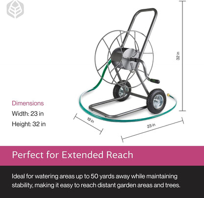 IHTC-1 Compact Garden Hose Truck, 100 ft - Backyard Hose Reel Cart for Convenient Storage - Lawn Care Essential - Tangle & Kink-Free - Rust-Resistant - Leakproof - Easy to Use
