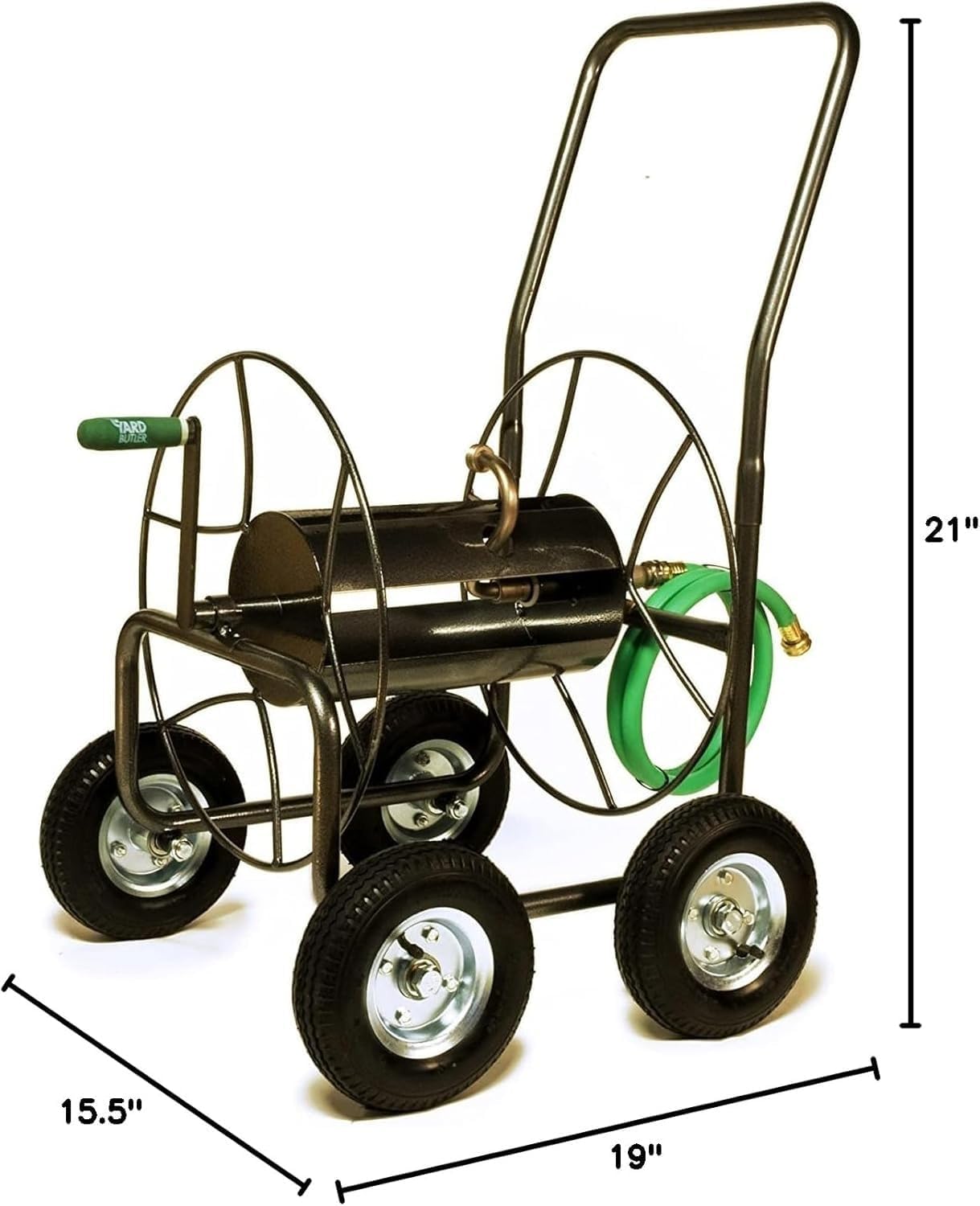 IHTC-1 Compact Garden Hose Truck, 100 ft - Backyard Hose Reel Cart for Convenient Storage - Lawn Care Essential - Tangle & Kink-Free - Rust-Resistant - Leakproof - Easy to Use