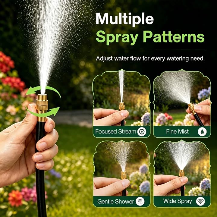Drip Irrigation System 100FT 1/4", 2026-Upgrade Garden Sprinkler Kit with 16PCS 360° Adjustable Copper Nozzles, Automatic Misting Watering System for Raised Beds, Greenhouse, Lawn, Patio, Yard