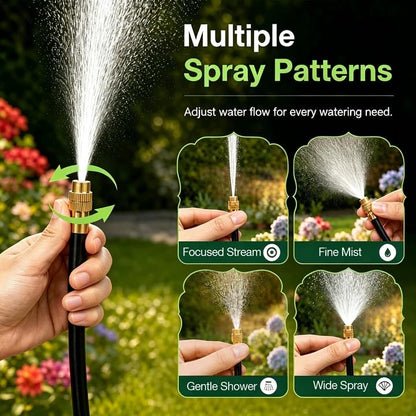 Drip Irrigation System 100FT 1/4", 2026-Upgrade Garden Sprinkler Kit with 16PCS 360° Adjustable Copper Nozzles, Automatic Misting Watering System for Raised Beds, Greenhouse, Lawn, Patio, Yard