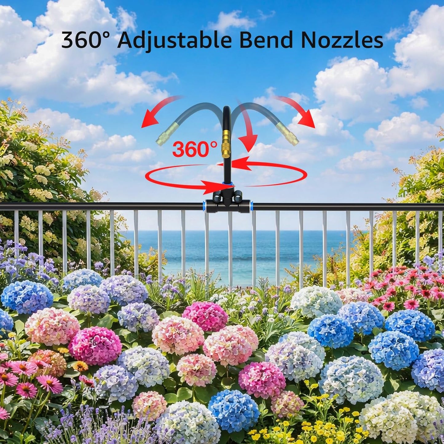Drip Irrigation System 100FT 1/4", 2026-Upgrade Garden Sprinkler Kit with 16PCS 360° Adjustable Copper Nozzles, Automatic Misting Watering System for Raised Beds, Greenhouse, Lawn, Patio, Yard
