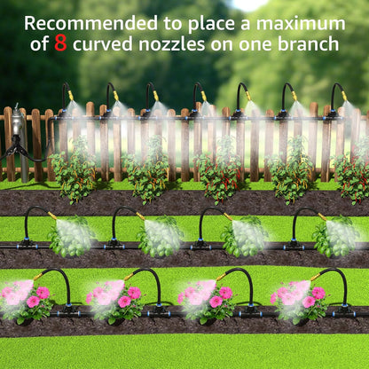 Drip Irrigation System 100FT 1/4", 2026-Upgrade Garden Sprinkler Kit with 16PCS 360° Adjustable Copper Nozzles, Automatic Misting Watering System for Raised Beds, Greenhouse, Lawn, Patio, Yard