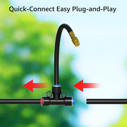 Drip Irrigation System 100FT 1/4", 2026-Upgrade Garden Sprinkler Kit with 16PCS 360° Adjustable Copper Nozzles, Automatic Misting Watering System for Raised Beds, Greenhouse, Lawn, Patio, Yard