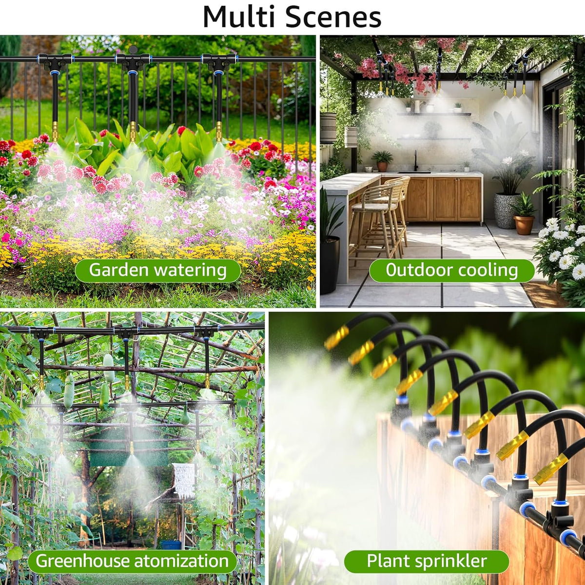Drip Irrigation System 100FT 1/4", 2026-Upgrade Garden Sprinkler Kit with 16PCS 360° Adjustable Copper Nozzles, Automatic Misting Watering System for Raised Beds, Greenhouse, Lawn, Patio, Yard