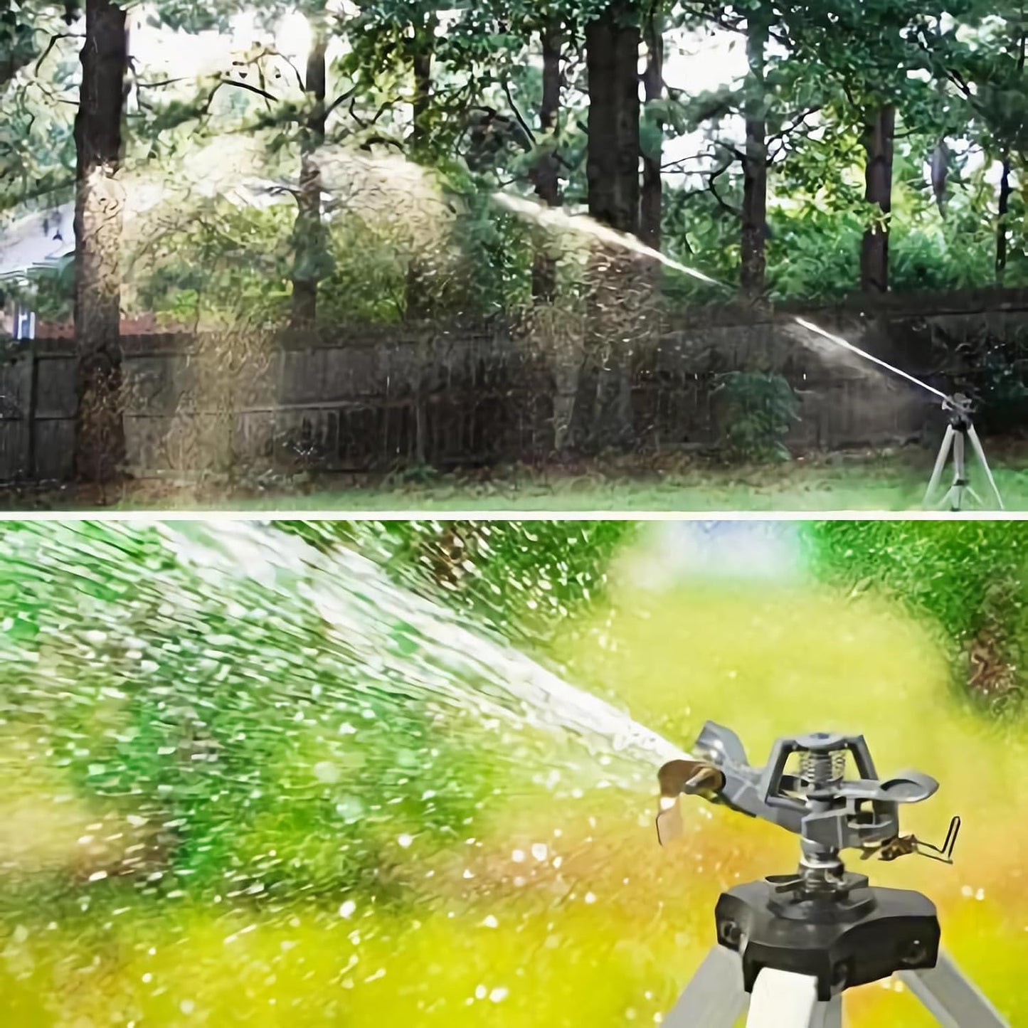 2 Pcs Impact Sprinkler on Adjustable Tripod Base, 360 Degree Large Area, Heavy Duty Adjustable Pulsator Sprinkler for Lawn, Yard and Grass Irrigation, Spray up to 20-90ft