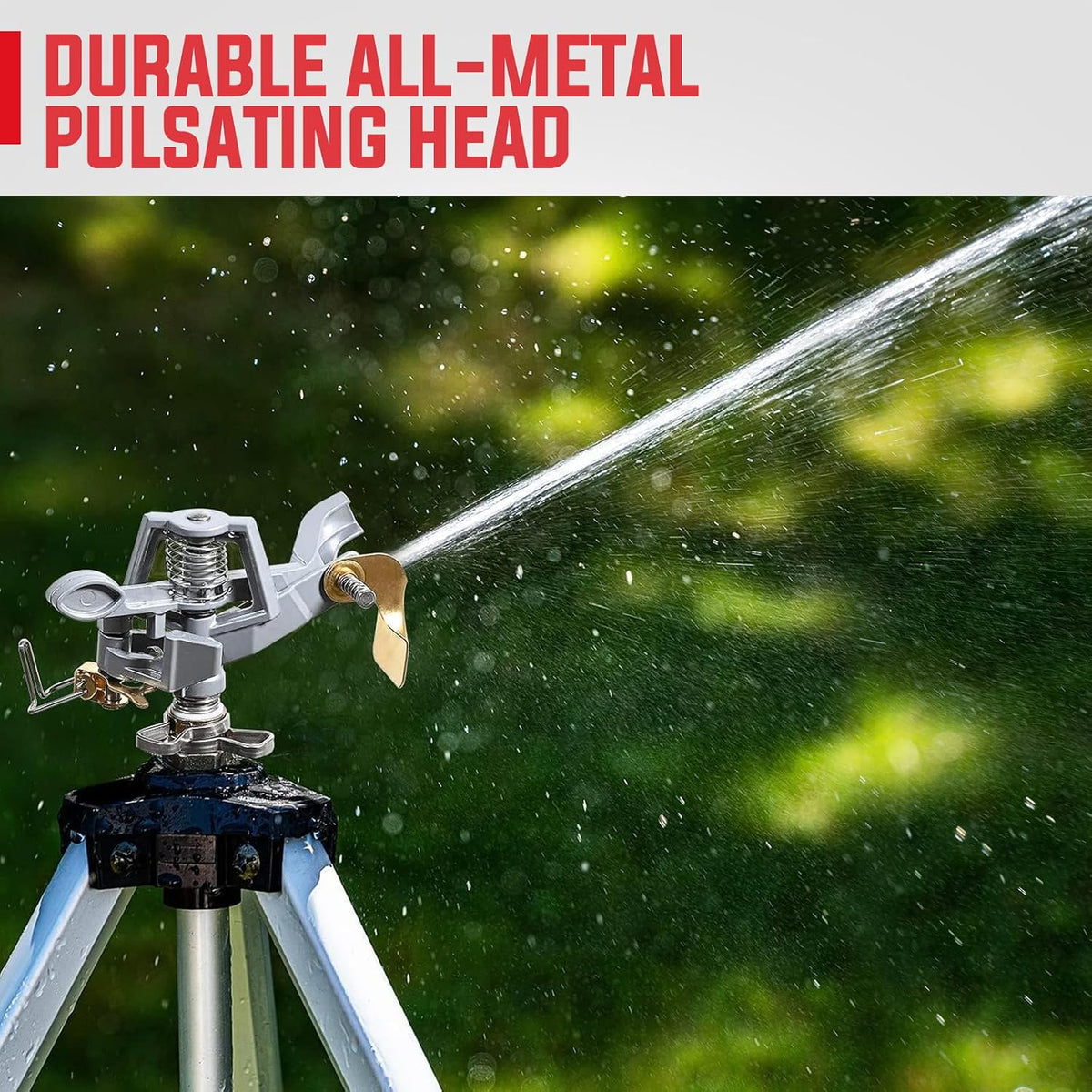 2 Pcs Impact Sprinkler on Adjustable Tripod Base, 360 Degree Large Area, Heavy Duty Adjustable Pulsator Sprinkler for Lawn, Yard and Grass Irrigation, Spray up to 20-90ft