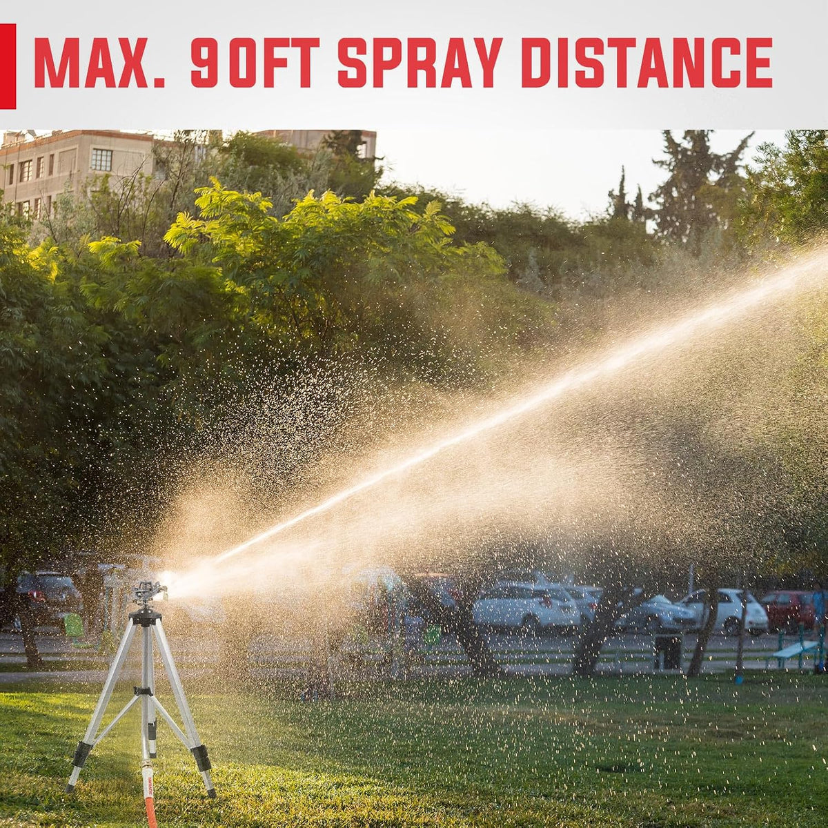 2 Pcs Impact Sprinkler on Adjustable Tripod Base, 360 Degree Large Area, Heavy Duty Adjustable Pulsator Sprinkler for Lawn, Yard and Grass Irrigation, Spray up to 20-90ft