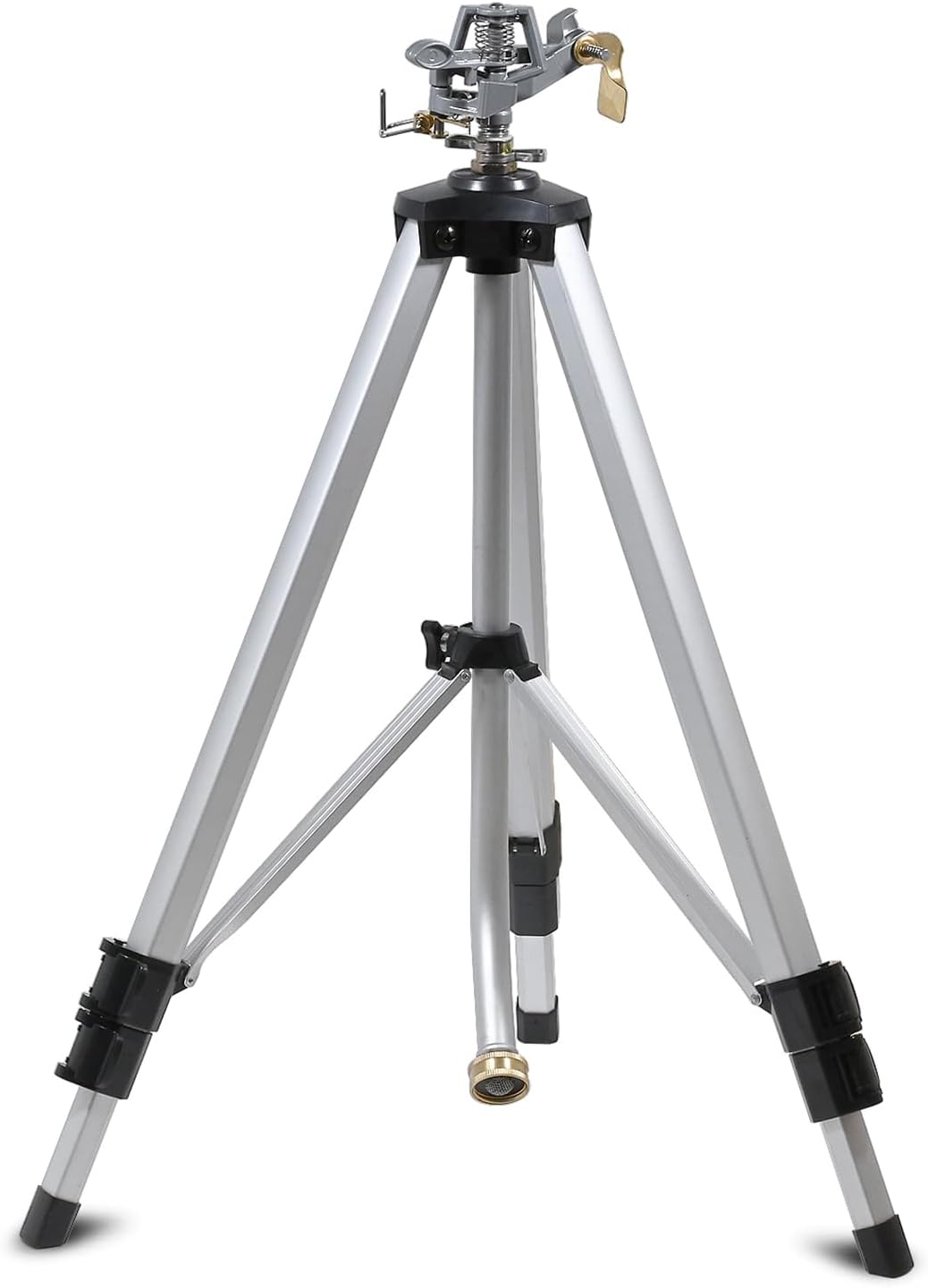 2 Pcs Impact Sprinkler on Adjustable Tripod Base, 360 Degree Large Area, Heavy Duty Adjustable Pulsator Sprinkler for Lawn, Yard and Grass Irrigation, Spray up to 20-90ft
