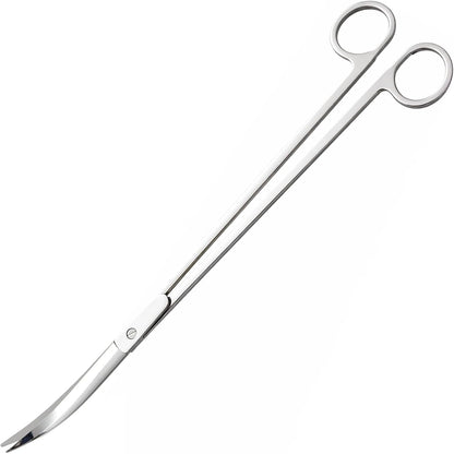 12" Stainless Steel Aquarium Scissors, Curved Long Aquatic Plant Trimming Scissors for Aquascaping, Fish Tank & Terrarium Maintenance in Fresh & Salt Water (Silver)