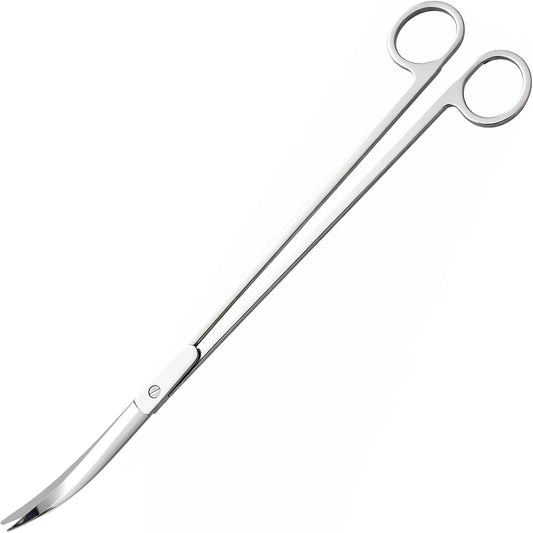 12" Stainless Steel Aquarium Scissors, Curved Long Aquatic Plant Trimming Scissors for Aquascaping, Fish Tank & Terrarium Maintenance in Fresh & Salt Water (Silver)