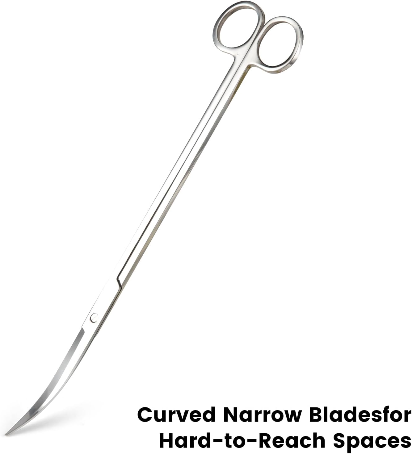 12" Stainless Steel Aquarium Scissors, Curved Long Aquatic Plant Trimming Scissors for Aquascaping, Fish Tank & Terrarium Maintenance in Fresh & Salt Water (Silver)