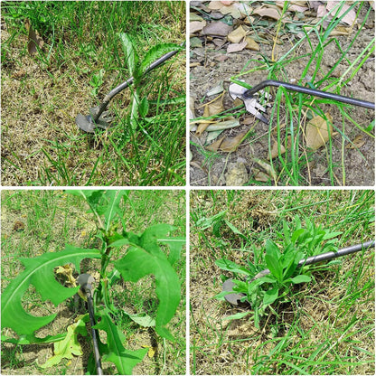Weed Tool,Garden Weeder Puller Tool with Handle Manual Hand Weeder Tool 4 Teeth Dual Purpose Weeder High Strength Garden Weed Removal Tool for Garden Yard Farm (Rubber Handle)