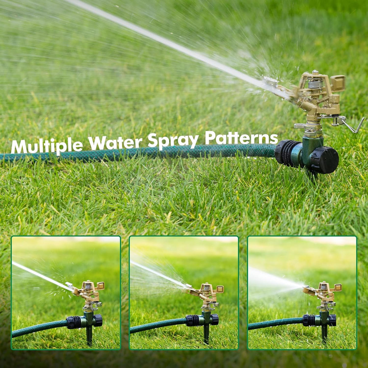 Heavy Duty All-Metal Impact Sprinkler Head on Sturdy Spike Base