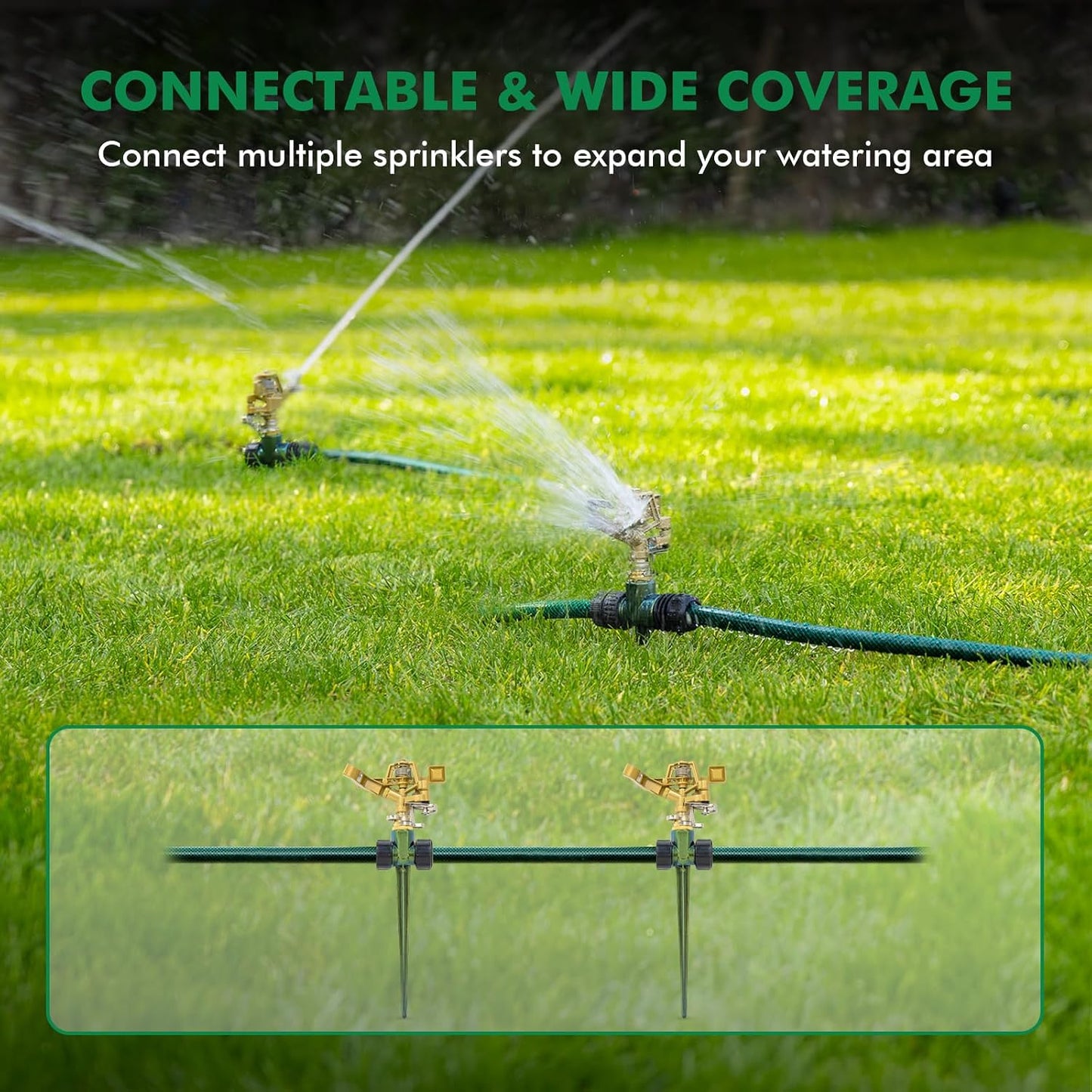 Heavy Duty All-Metal Impact Sprinkler Head on Sturdy Spike Base