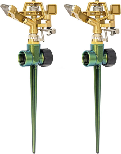 Heavy Duty All-Metal Impact Sprinkler Head on Sturdy Spike Base