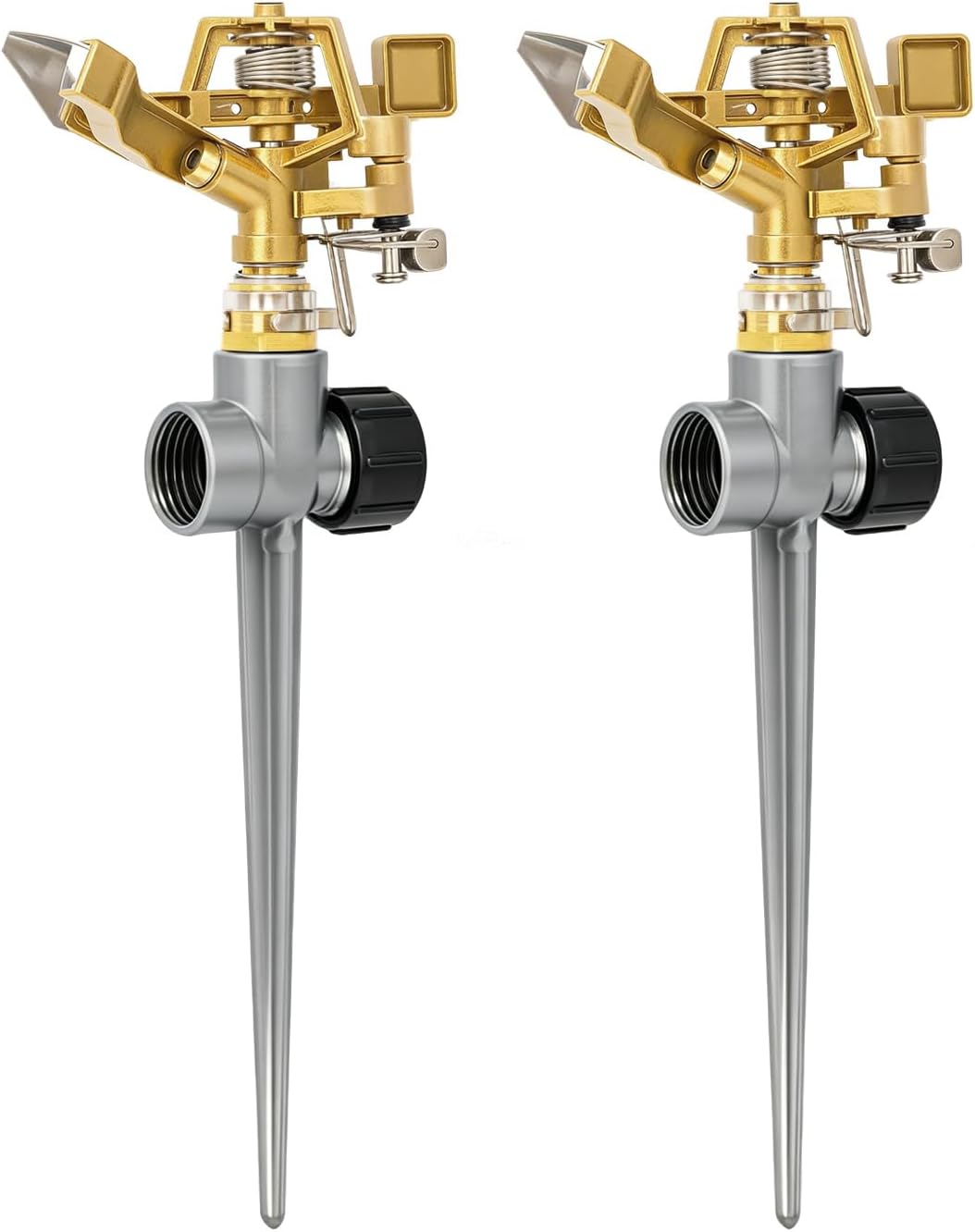 Heavy Duty All-Metal Impact Sprinkler Head on Sturdy Spike Base