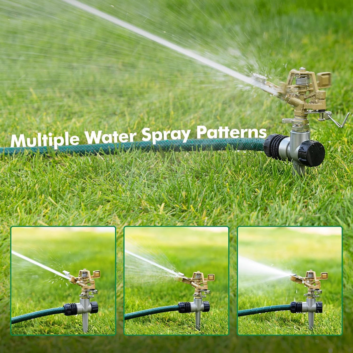 Heavy Duty All-Metal Impact Sprinkler Head on Sturdy Spike Base