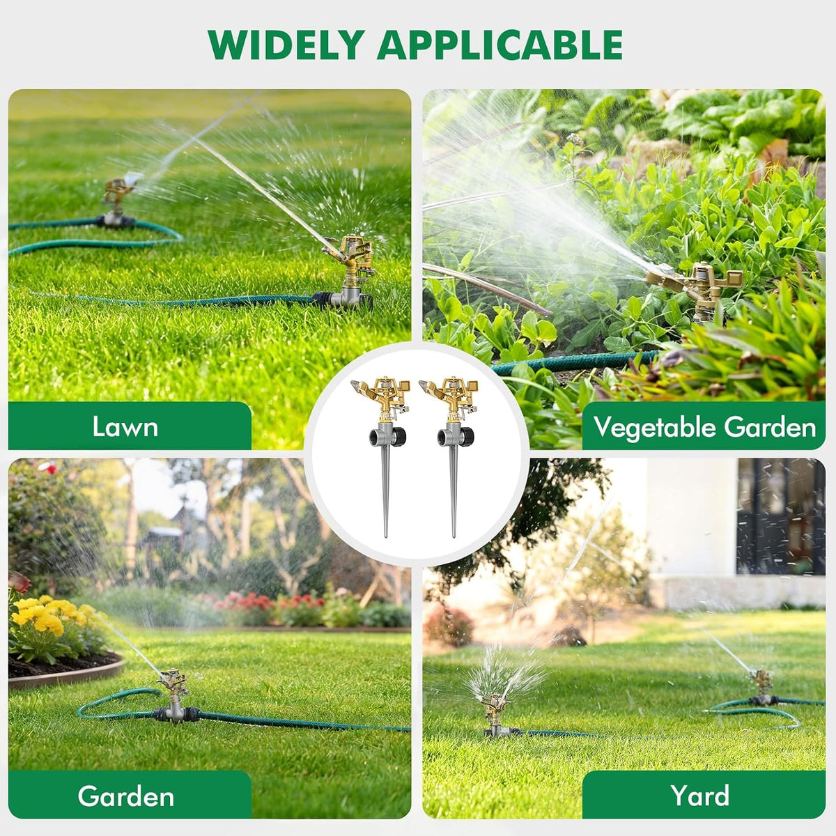 Heavy Duty All-Metal Impact Sprinkler Head on Sturdy Spike Base