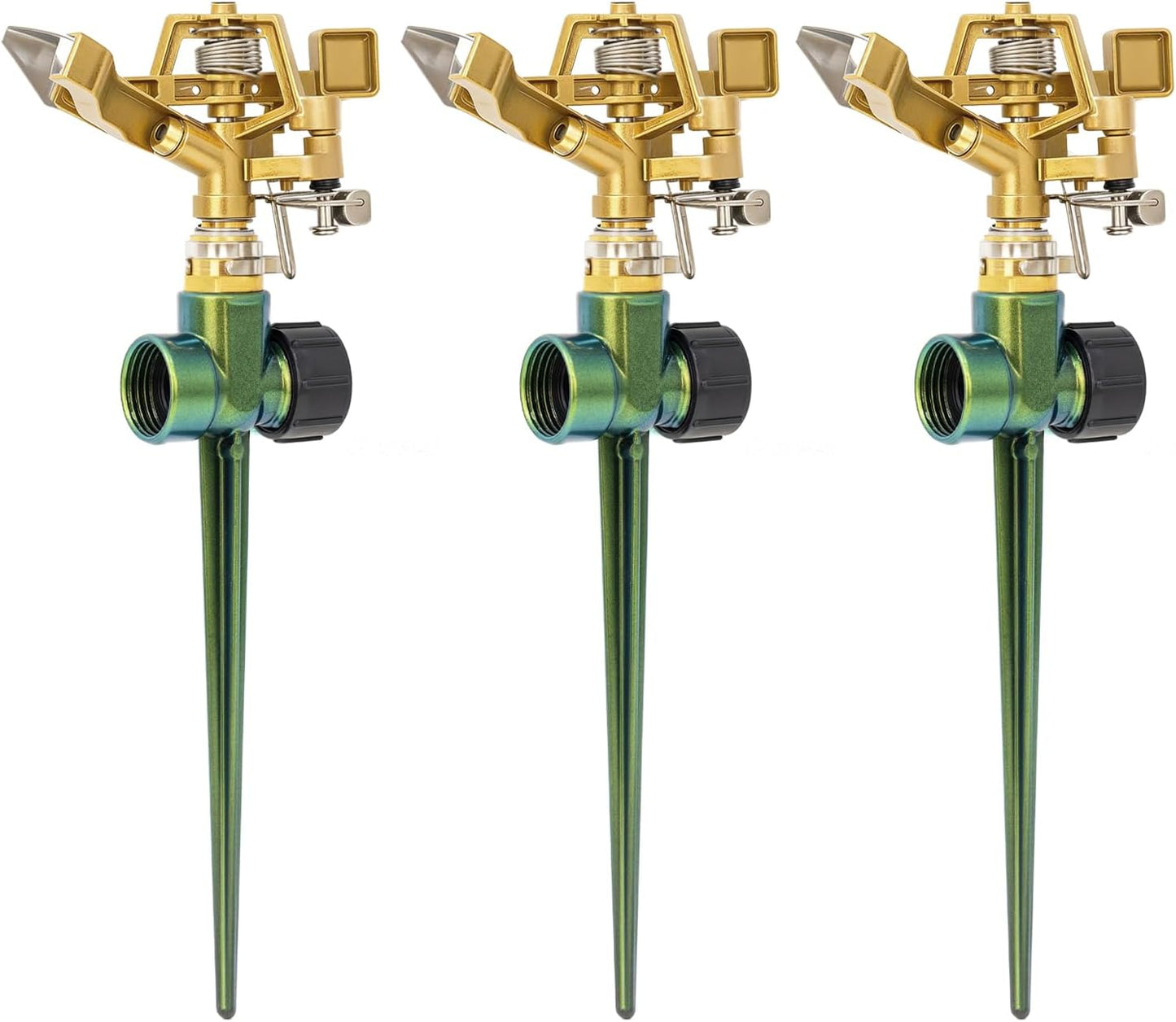 Heavy Duty All-Metal Impact Sprinkler Head on Sturdy Spike Base