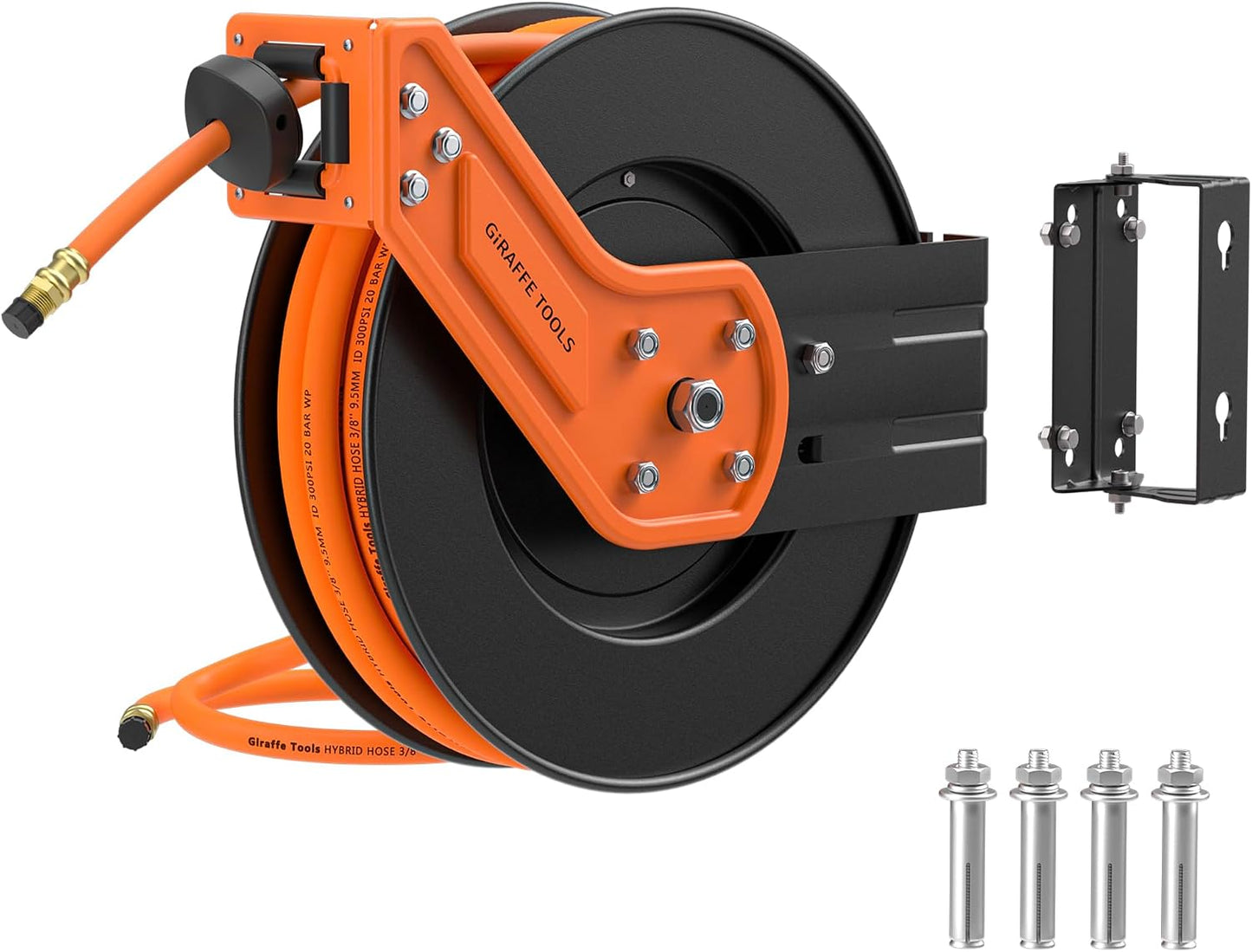 TA15 Retractable Air Hose Reel, 3/8" x 50ft, Open Steel