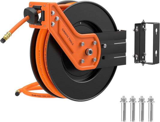 TA15 Retractable Air Hose Reel, 3/8" x 50ft, Open Steel