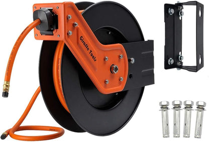 TA15 Retractable Air Hose Reel, 3/8" x 50ft, Open Steel