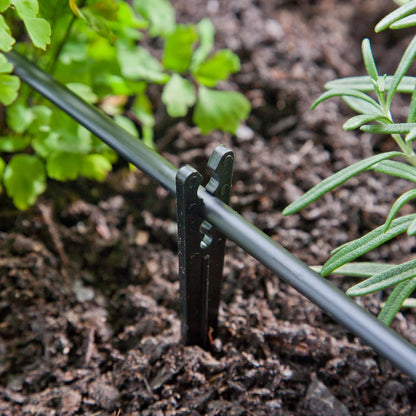 381025B 1/8-Inch - 1/4-Inch Heavy-Duty Tubing Support Stake for Drip Irrigation Supply Tubing and Drip Systems, 6-Inch Long, Plastic, 25-Pack, Black