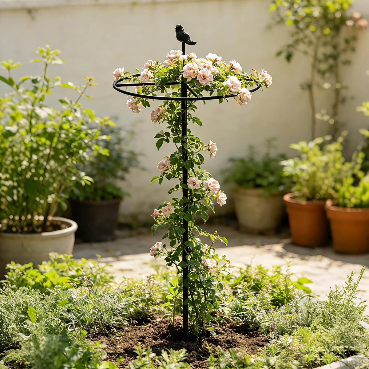 32" Metal Trellis for Climbing Plants - Decorative Garden Stakes