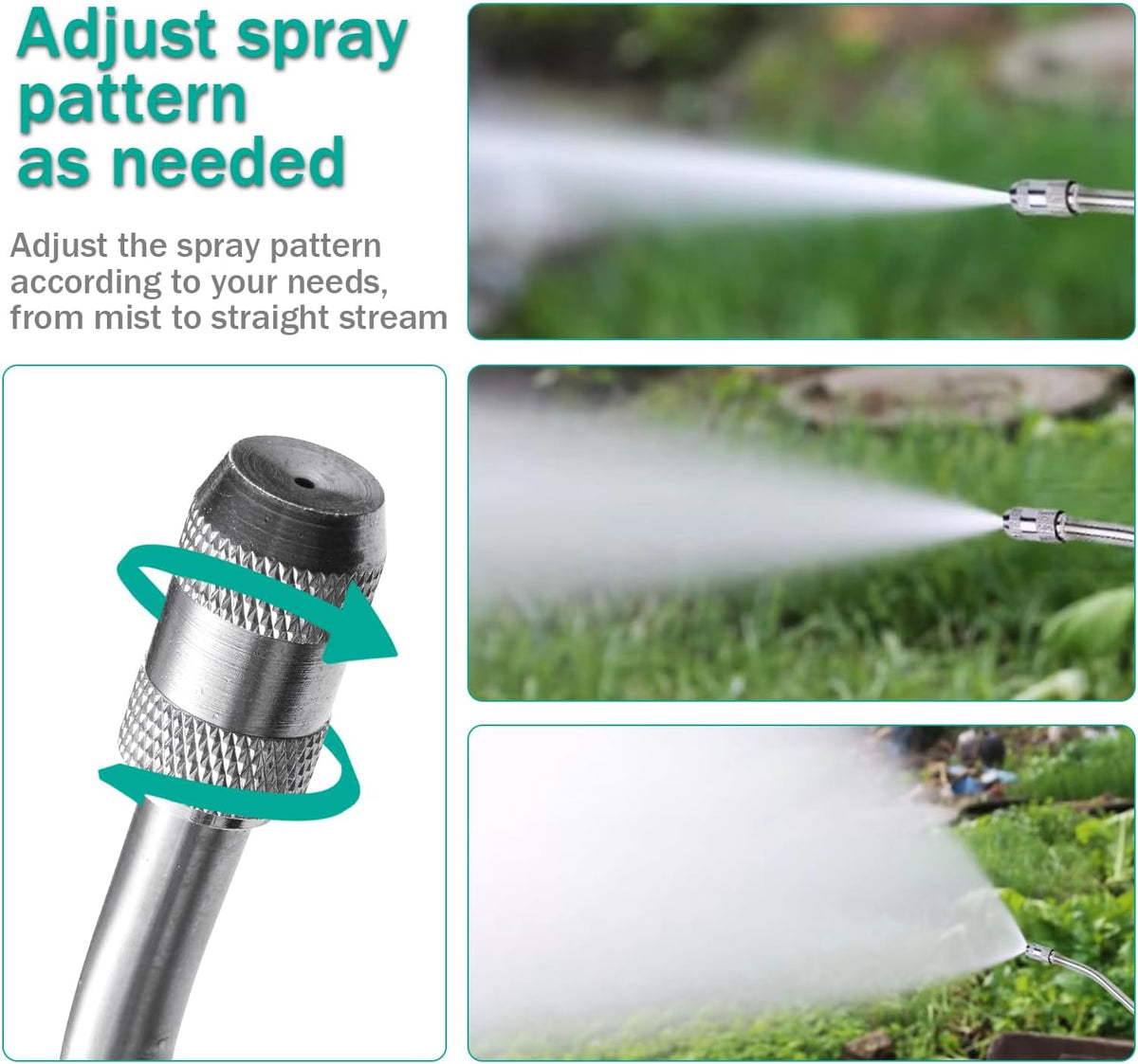 All Metal Sprayer Wand With 3 Types of Nozzles - Fan, Stainless Steel, 1/4" & 3/8" Brass Barb, 2 Hose Clamps (29 Inches, 3 Nozzles)