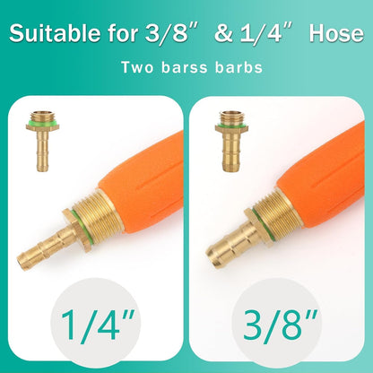 All Metal Sprayer Wand With 3 Types of Nozzles - Fan, Stainless Steel, 1/4" & 3/8" Brass Barb, 2 Hose Clamps (29 Inches, 3 Nozzles)