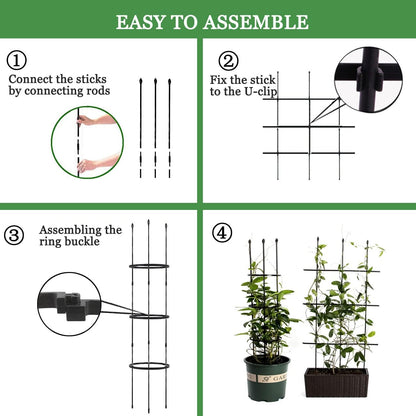Garden Trellis,2 Pack Plant Trellis,2 in 1 Tomato Cages and Supports for Vines Crop,Plant Stake for Climbing Plants Indoor Outdoor,Plant Cage for Flower,Vegetable,Vines, Pot Trellis for Potted Plants
