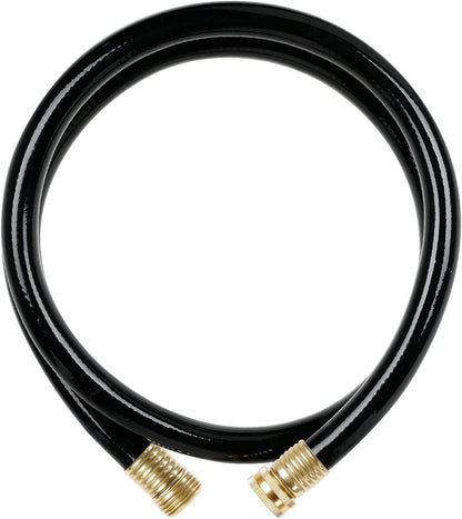 Short Leader Black Garden Hose 3/4 in. x 5 ft. -Kink Free, No Leaking, Male/Female Fittings -Heavy Duty Durable Flexible Lightweight Water Pipe -Brass Aluminum Ends for Household & Commercial