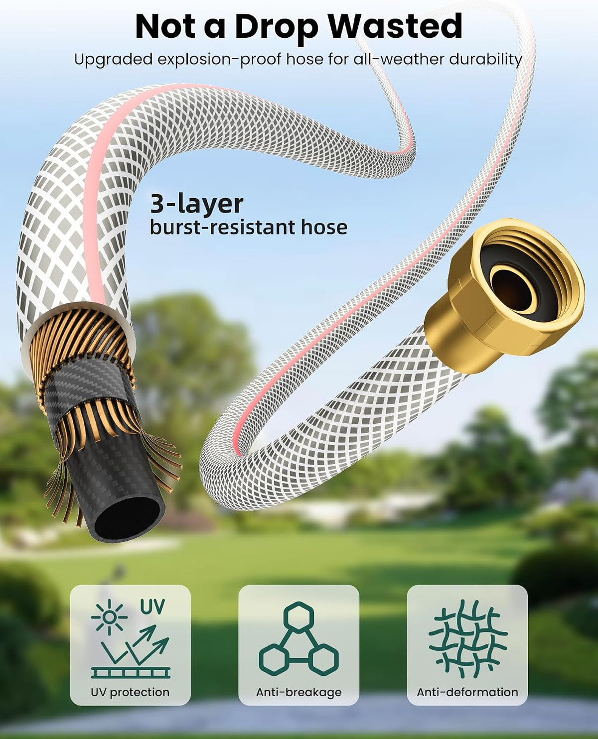 Retractable Garden Hose Reel 1/2 Inch x 100 ft,Automatic Slow Rewind System