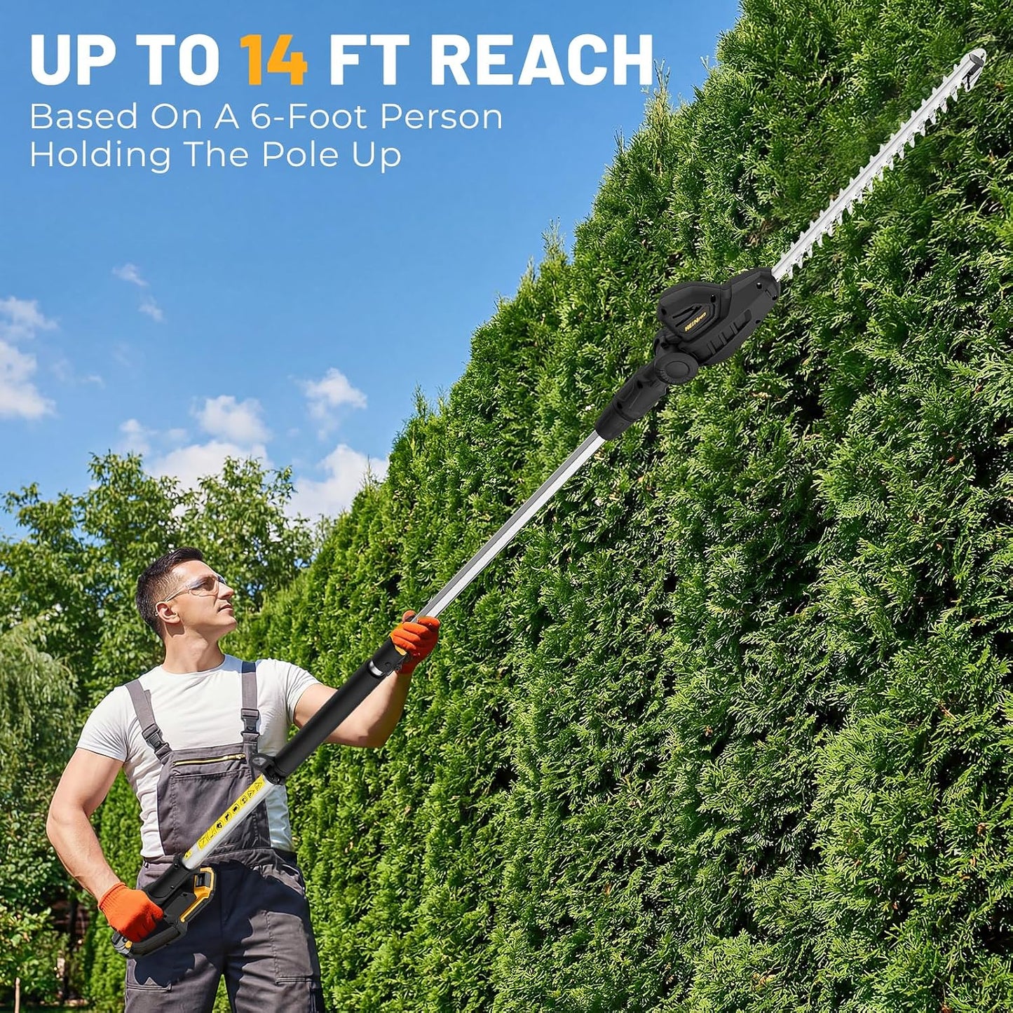 Pole Hedge Trimmer Cordless Compatible with Dewalt 20V MAX Battery