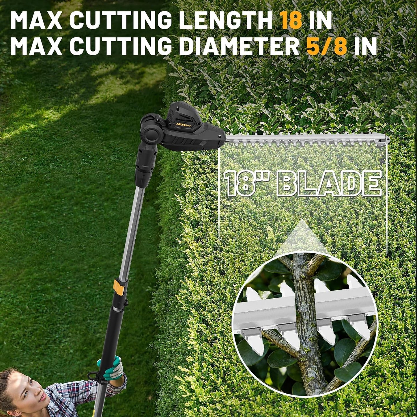 Pole Hedge Trimmer Cordless Compatible with Dewalt 20V MAX Battery