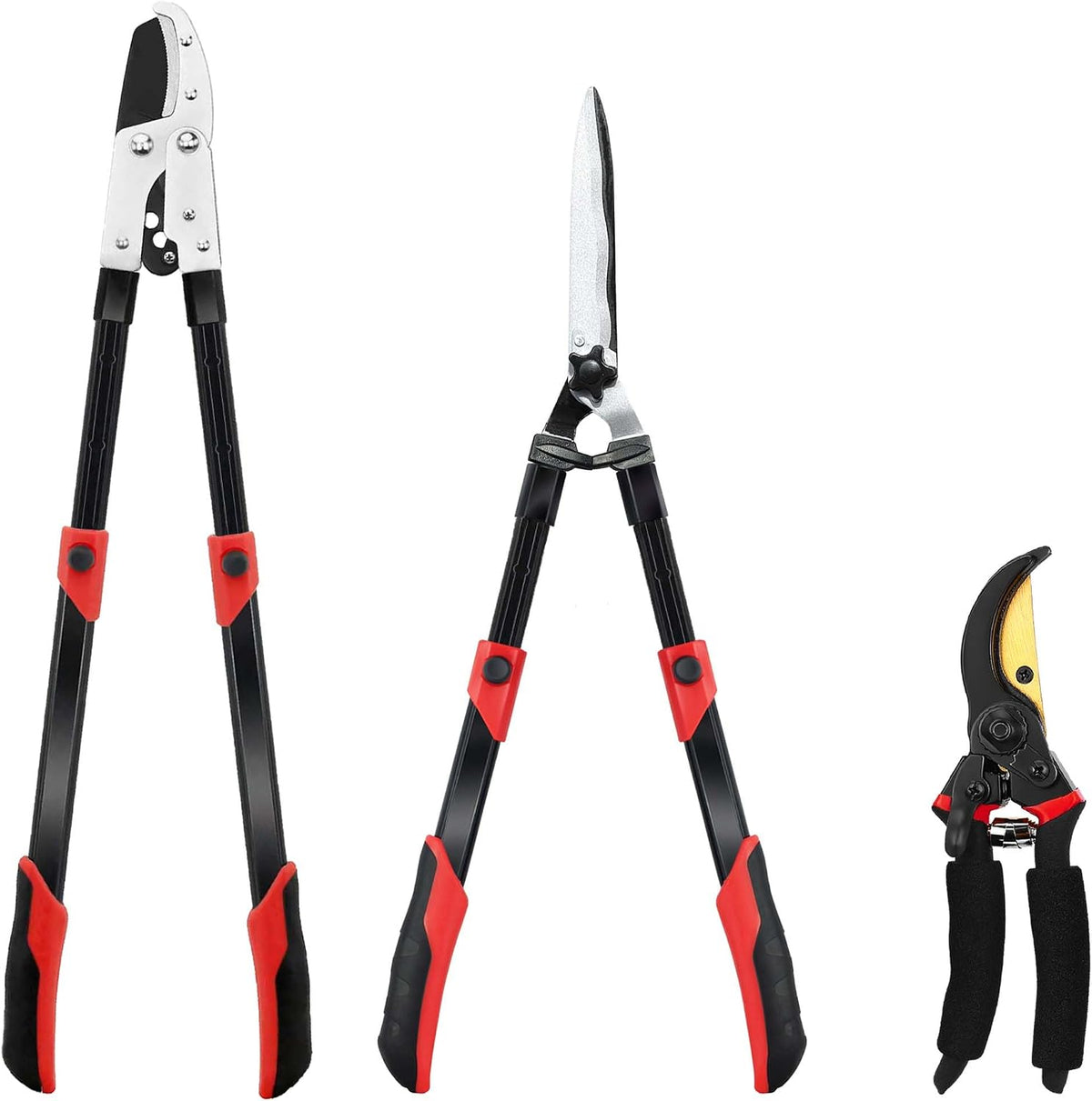 3-Piece Garden Tool Set, Loppers, Hedge Clippers and Garden Shears