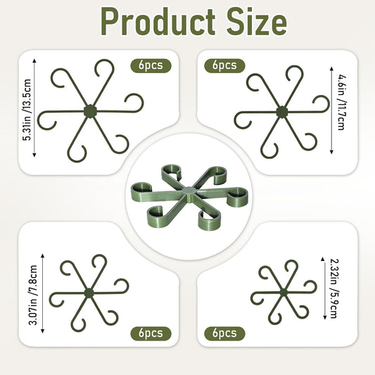 24PCS Forest Green Plant Stem Support, Invisible Stem Supports for Indoor Plants, Monstera Plant Support for Healthy Growth, 4 Sizes Climbing Houseplant Holders, Reusable Plant Accessories