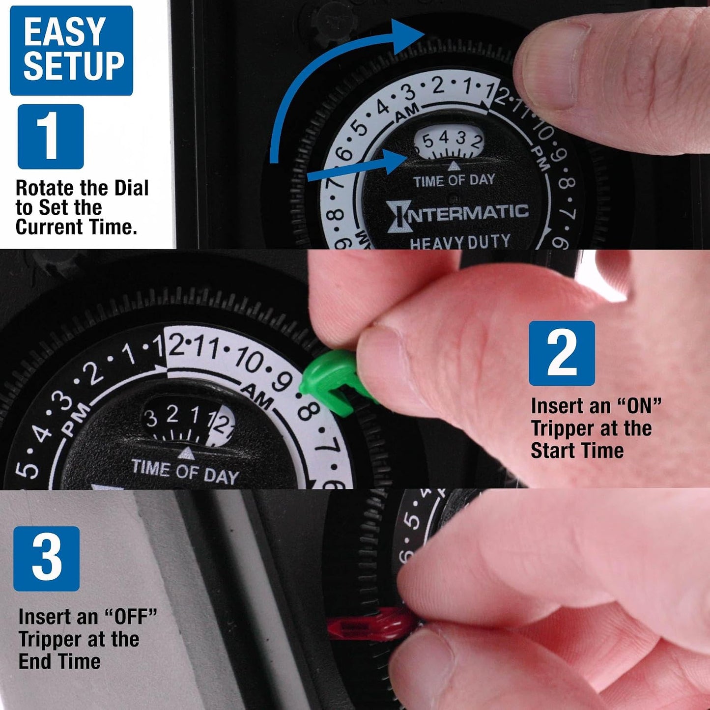 HB11K Heavy-Duty Outdoor Plug-in Timer – 2 ON/2 Off Settings, 30-Min Minimum Intervals, Weatherproof Flip Cover, 15A/1800W, 1 HP Rated, 13" Cord – Ideal for Pool Pumps, Lights, Decorations
