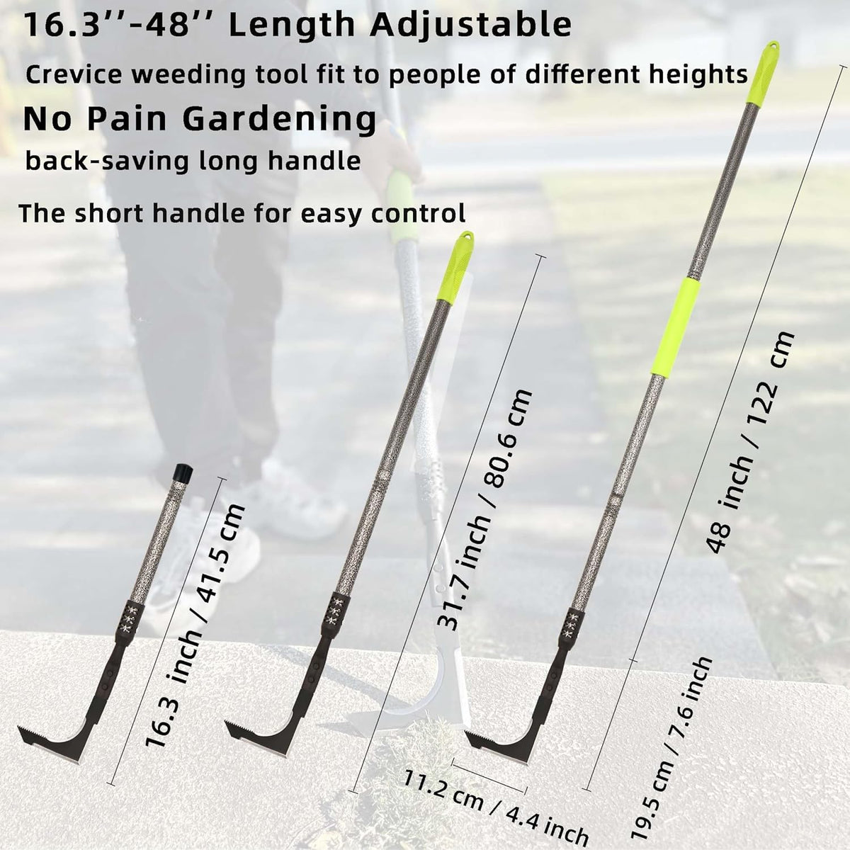 Crack Weeder, 48" Long Handle Crevice Weeding Tool with Soft Grip