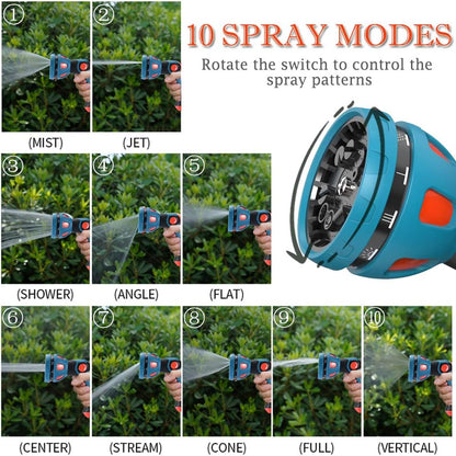 Garden Hose Spray Nozzle - 10 Adjustable Patterns Metal High Pressure Hose Nozzle with Thumb Control Design, Hose Sprayer for Garden & Lawns Watering, Cleaning, Pets & Car Washing