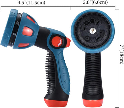 Garden Hose Spray Nozzle - 10 Adjustable Patterns Metal High Pressure Hose Nozzle with Thumb Control Design, Hose Sprayer for Garden & Lawns Watering, Cleaning, Pets & Car Washing