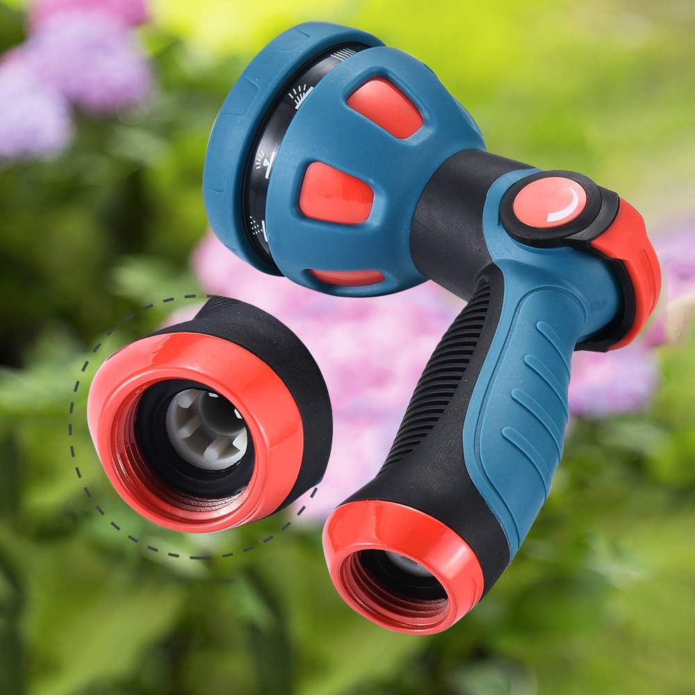 Garden Hose Spray Nozzle - 10 Adjustable Patterns Metal High Pressure Hose Nozzle with Thumb Control Design, Hose Sprayer for Garden & Lawns Watering, Cleaning, Pets & Car Washing