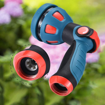 Garden Hose Spray Nozzle - 10 Adjustable Patterns Metal High Pressure Hose Nozzle with Thumb Control Design, Hose Sprayer for Garden & Lawns Watering, Cleaning, Pets & Car Washing