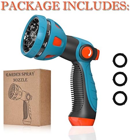Garden Hose Spray Nozzle - 10 Adjustable Patterns Metal High Pressure Hose Nozzle with Thumb Control Design, Hose Sprayer for Garden & Lawns Watering, Cleaning, Pets & Car Washing